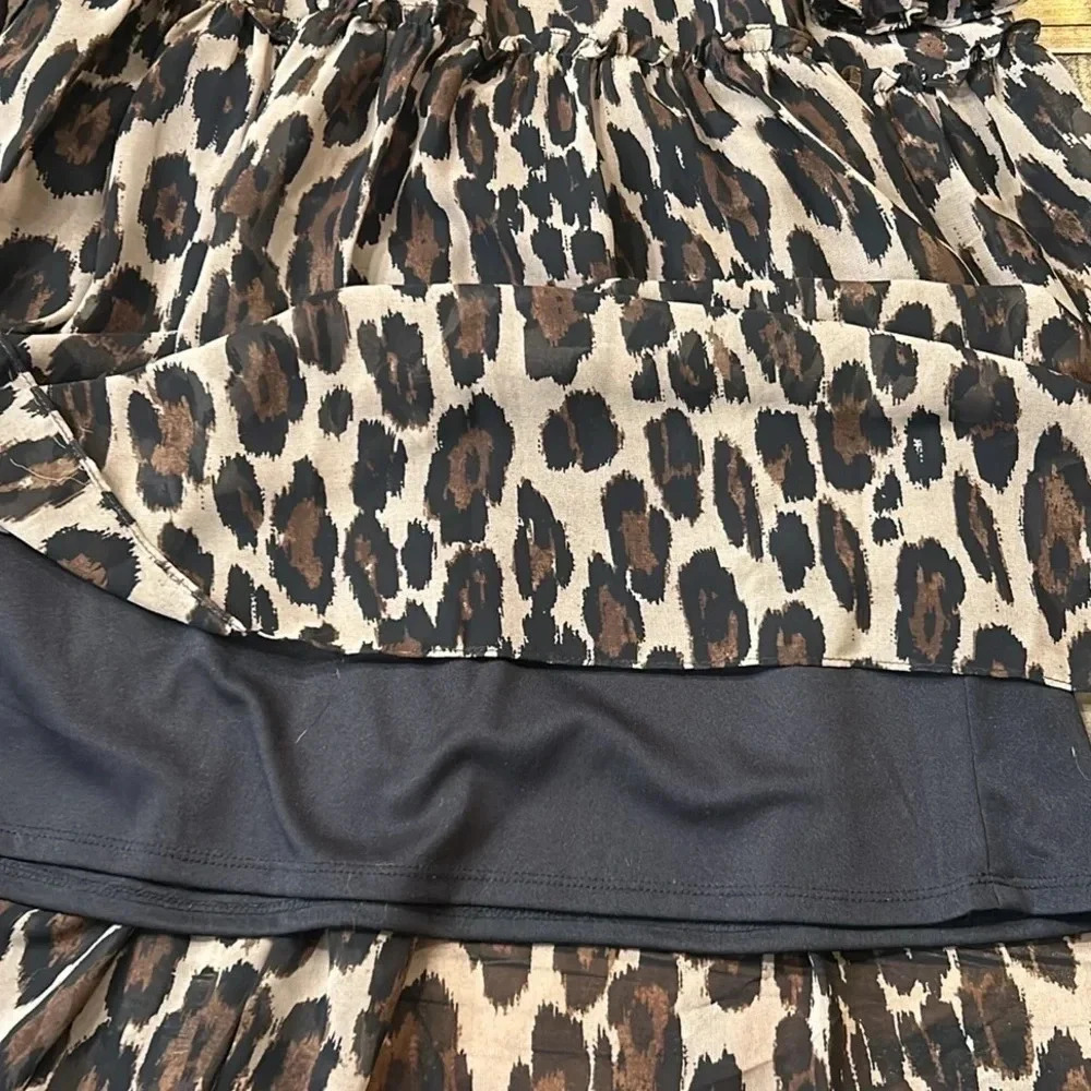 Taylor Animal Print Smocked-Chiffon A-Line Dress Women’s Size 2 - Picture 8 of 10